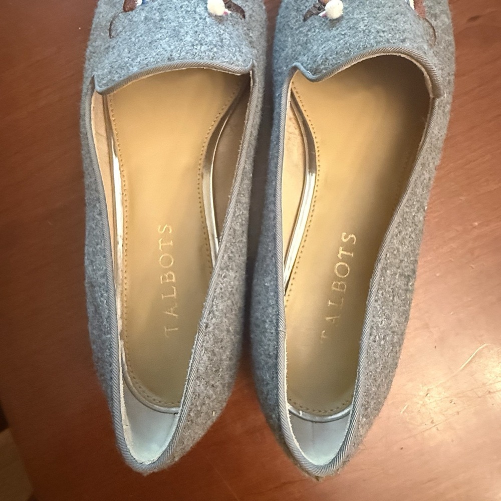 Talbots Ryan Flats Women's Shoes Dachshund Loafer Felt Wool Leather Soles Sz7.5M - Picture 6 of 10